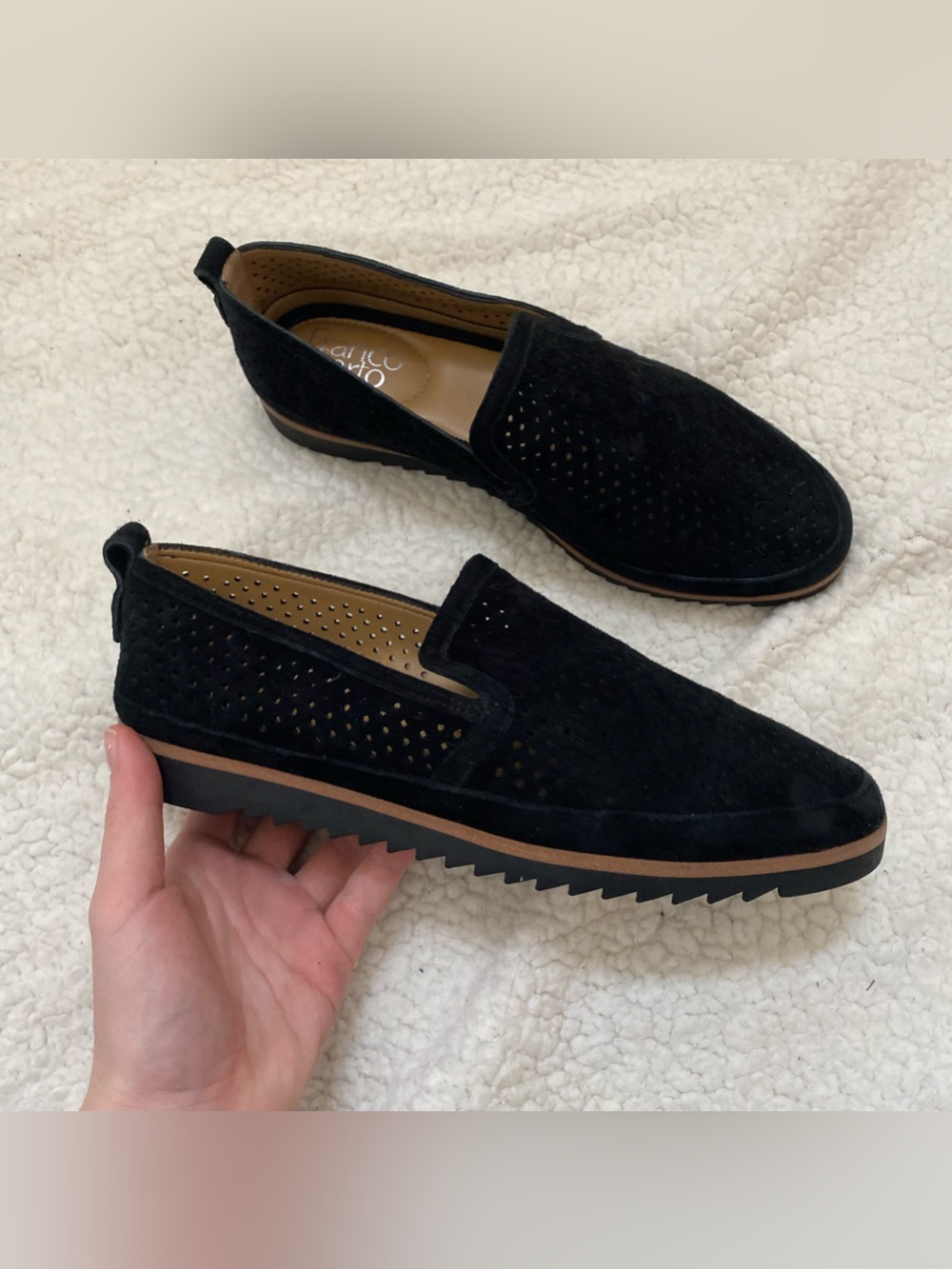 NWOT Franco Sarto leather loafers flats black Sz 7